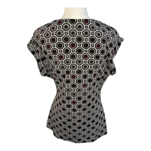 FYLO London Women’s Size Medium Geometric Print Asymmetrical Blouse - Picture 3 of 5